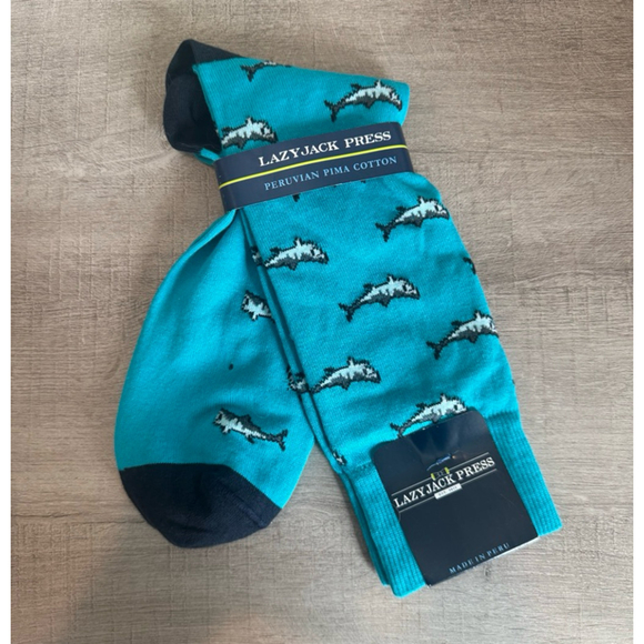 Lazy Jack Press Other - Lazy Jack Press NWT | Mens Shark Week high socks | One Size